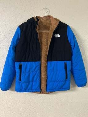 The North Face Reversible Mossbud Swirl Boys Hooded Jacket Blue Black